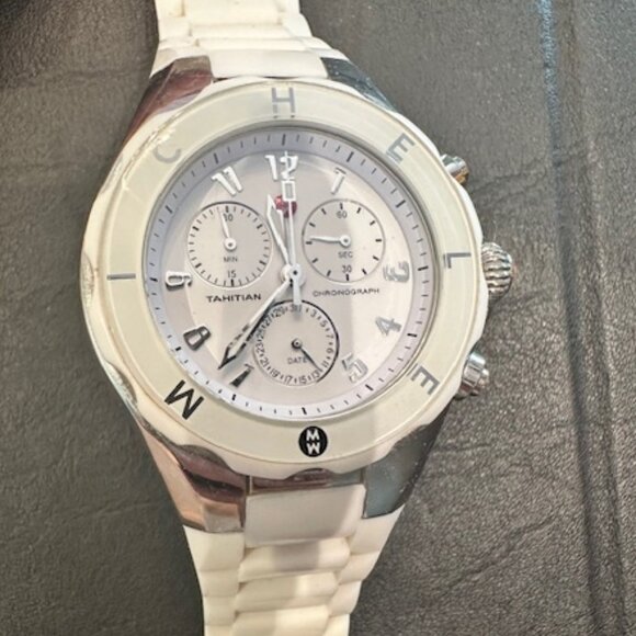 Michele White Jelly Bean Watch with Analog Display